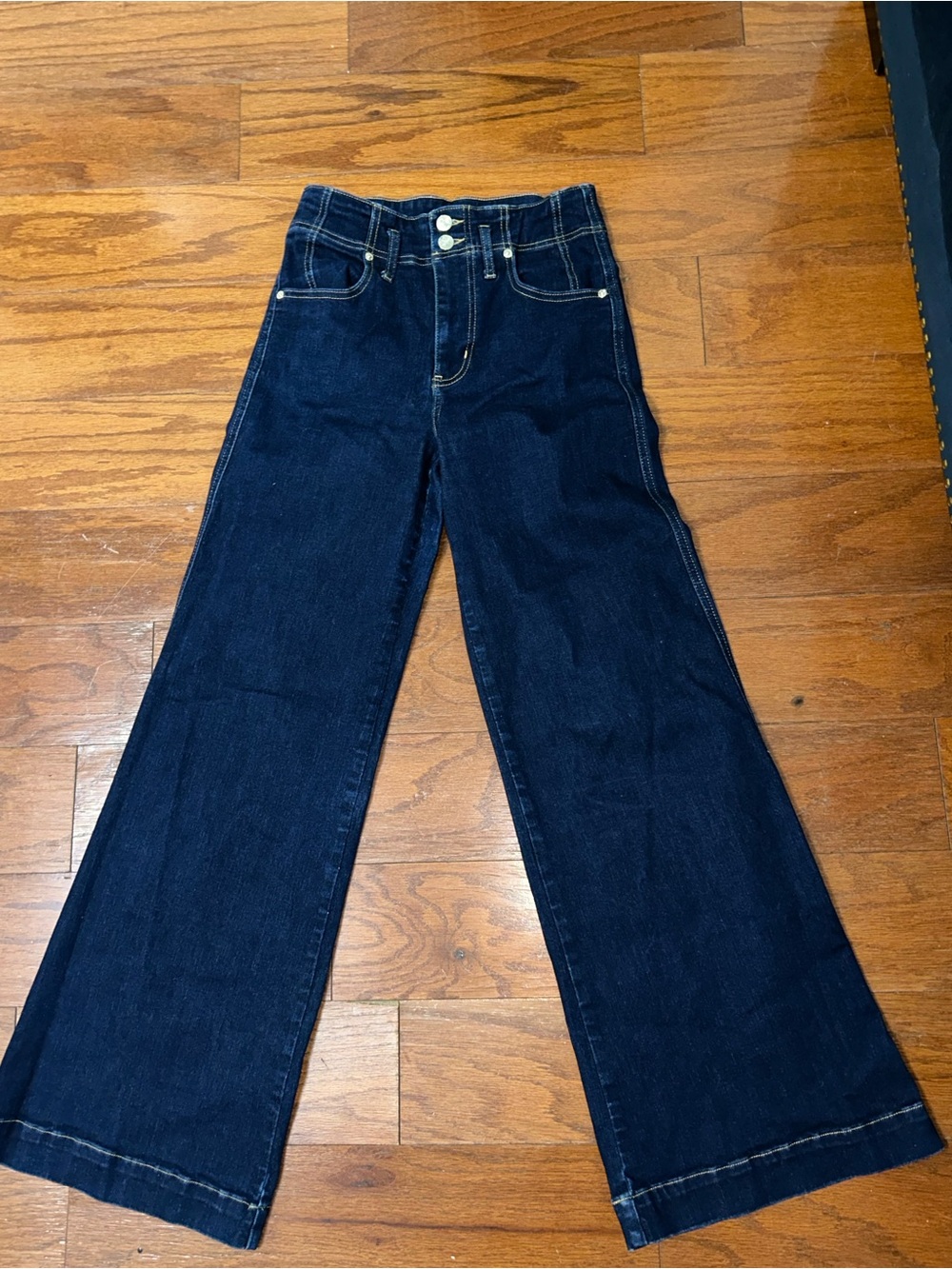 Frame Denim Dark Blue Wide-Leg Jeans